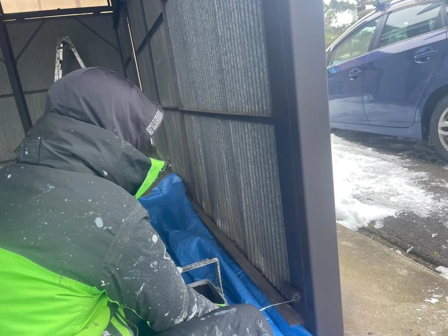 福島県伊達郡国見町で鉄骨塗装頑張ってます♪